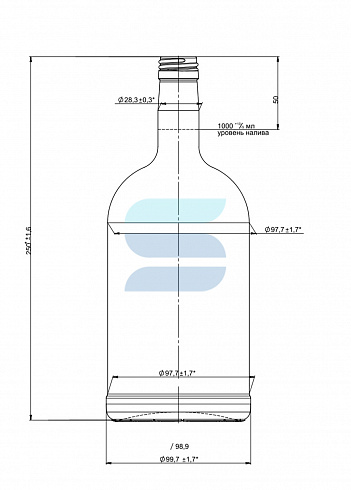 бутылка стеклянная в-28 1л «домашняя»